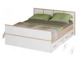 Двуспальная кровать 1,4м Сакура (дуб сонома/белый) в Хандыге - handyga.mebel-nsk.ru | фото