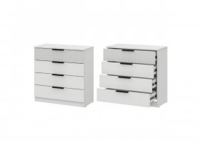 Комод 4 ящика (ЛДСП/МДФ) Эккервуд (белый) в Хандыге - handyga.mebel-nsk.ru | фото