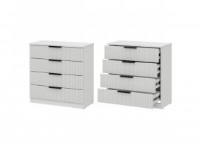 Комод 4 ящика (МДФ) Эккервуд (белый) в Хандыге - handyga.mebel-nsk.ru | фото