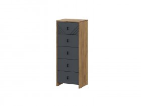 Комод 5ящ. Байкал (дуб крафт золотой/графит) в Хандыге - handyga.mebel-nsk.ru | фото