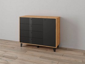 Комод «Катрин-13» ( дуб крафт золотой/карбон вулкан) в Хандыге - handyga.mebel-nsk.ru | фото