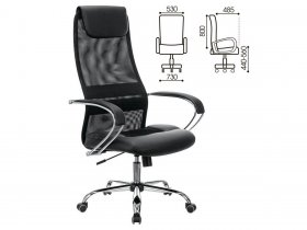 Кресло офисное BRABIX PREMIUM Stalker EX-608 CH, хром, ткань-сетка/кожзам, черное в Хандыге - handyga.mebel-nsk.ru | фото