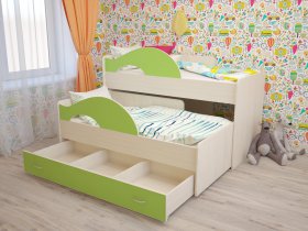 Кровать детская двухуровневая Радуга 80*160 в Хандыге - handyga.mebel-nsk.ru | фото