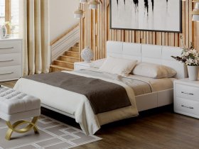 Кровать двуспальная 1,6 м «Элис» тип 1 (белая) в Хандыге - handyga.mebel-nsk.ru | фото