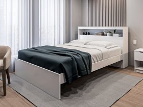 Кровать двуспальная 1,6м Бруклин СБ-3356 (белый) в Хандыге - handyga.mebel-nsk.ru | фото
