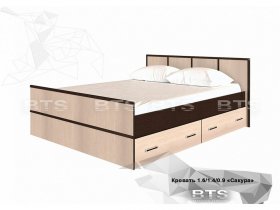 Кровать двуспальная с ящиками 1,4м Сакура (BTS) в Хандыге - handyga.mebel-nsk.ru | фото