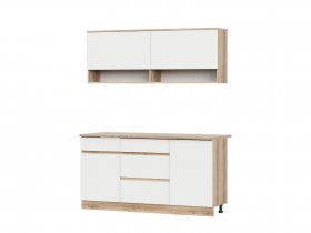 Кухонный гарнитур 1,6м Брауни (дуб делано/белый) в Хандыге - handyga.mebel-nsk.ru | фото