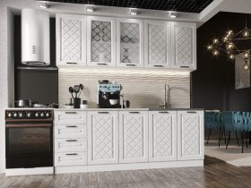 Кухонный гарнитур Агава 2,0 м (акация белая) в Хандыге - handyga.mebel-nsk.ru | фото