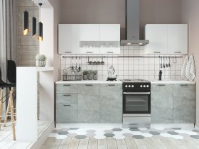 Кухонный гарнитур Дуся 2,0 м (белый глянец/цемент) в Хандыге - handyga.mebel-nsk.ru | фото