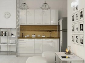 Кухонный гарнитур МДФ Выгодно и точка 2,0 м (белый глянец) в Хандыге - handyga.mebel-nsk.ru | фото
