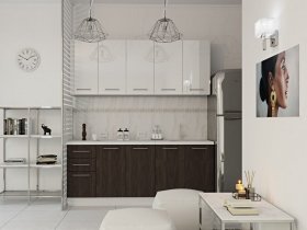 Кухонный гарнитур МДФ Выгодно и точка 2,0 м (белый глянец/ироко) в Хандыге - handyga.mebel-nsk.ru | фото
