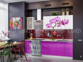 Кухонный гарнитур Орхидея (фиолетовый) в Хандыге - handyga.mebel-nsk.ru | фото