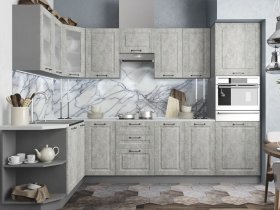 Модульная кухня Капри (камень светлый) в Хандыге - handyga.mebel-nsk.ru | фото