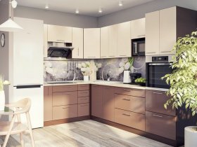 Модульная кухня Классика (ваниль/шоколад) в Хандыге - handyga.mebel-nsk.ru | фото