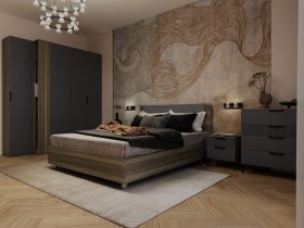 Модульная спальня Борнео (джара темная/хангва) в Хандыге - handyga.mebel-nsk.ru | фото