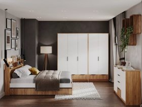 Модульная спальня Ивис (дуб крафт золотой/белый) в Хандыге - handyga.mebel-nsk.ru | фото