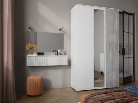 Модульная спальня Ливерпуль (белый/бетон светлый) в Хандыге - handyga.mebel-nsk.ru | фото
