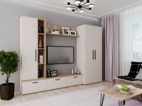 Модульная стенка Верона (сатин/дуб крафт серый) в Хандыге - handyga.mebel-nsk.ru | фото