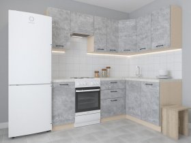 Модульная угловая кухня 1,4м*2,1м Лада (цемент) в Хандыге - handyga.mebel-nsk.ru | фото