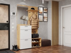 Прихожая Монтана (дуб крафт золотой/белый) в Хандыге - handyga.mebel-nsk.ru | фото