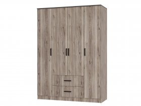 Шкаф четырехстворчатый Титан (дуб смоки) в Хандыге - handyga.mebel-nsk.ru | фото