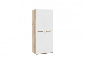 Шкаф двухстворчатый для одежды «Фьюжн» (белый глянец/дуб делано) в Хандыге - handyga.mebel-nsk.ru | фото