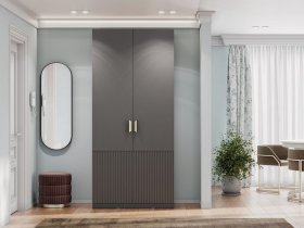 Шкаф двухстворчатый Эккервуд (Нью) (графит) в Хандыге - handyga.mebel-nsk.ru | фото