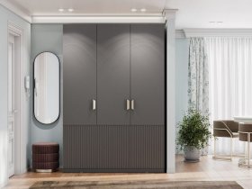 Шкаф трехстворчатый Эккервуд (Нью) (графит) в Хандыге - handyga.mebel-nsk.ru | фото