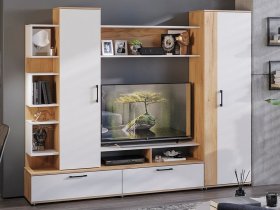 Стенка «Дакота» (дуб крафт золотой/белый ясень) в Хандыге - handyga.mebel-nsk.ru | фото