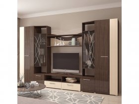 Стенка Гамма (дуб венге/дуб молочный) в Хандыге - handyga.mebel-nsk.ru | фото