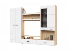 Стенка ГС-01 Либерти (дуб сонома/белый глянец) в Хандыге - handyga.mebel-nsk.ru | фото