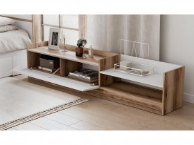 Тумба под ТВ Брауни (дуб делано/белый) в Хандыге - handyga.mebel-nsk.ru | фото