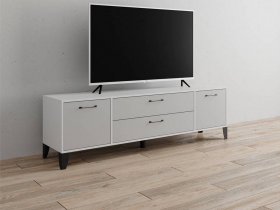 Тумба под ТВ Парус-13 (белый/серый камень) в Хандыге - handyga.mebel-nsk.ru | фото