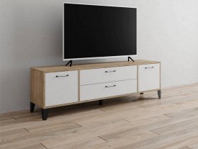 Тумба под ТВ Парус-13 (дуб крафт серый/белый) в Хандыге - handyga.mebel-nsk.ru | фото